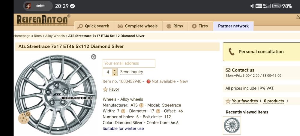 17" ATS StreetRace + Fulda 225/50/17