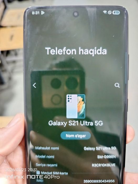 Samsung S21 Ultra holati alo 12/256 GB 5G