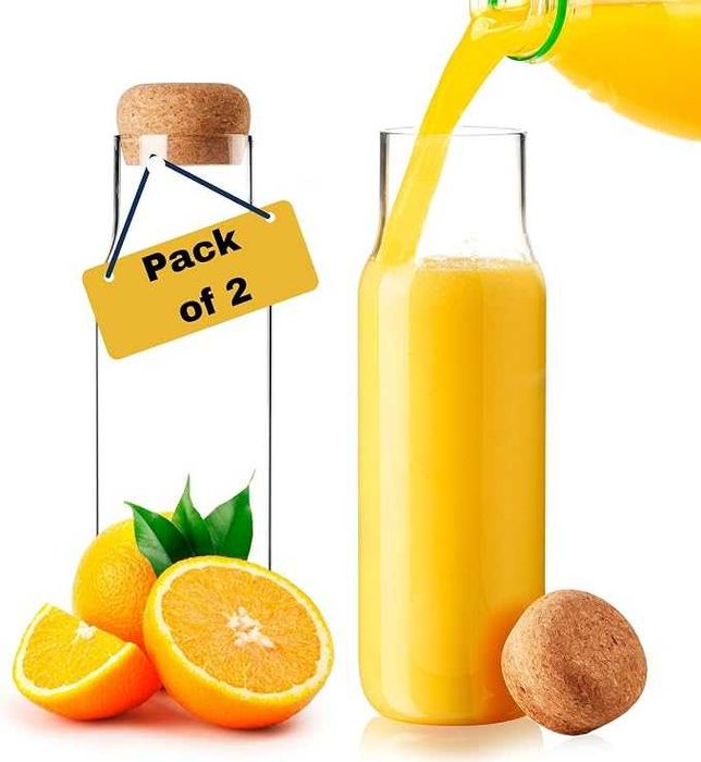 Комплект 2 стъклени гарафи с тапи, 1 л