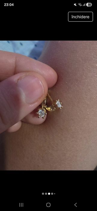 Cercei aur 14 k 585 cu închizătoare care nu deranjeaza