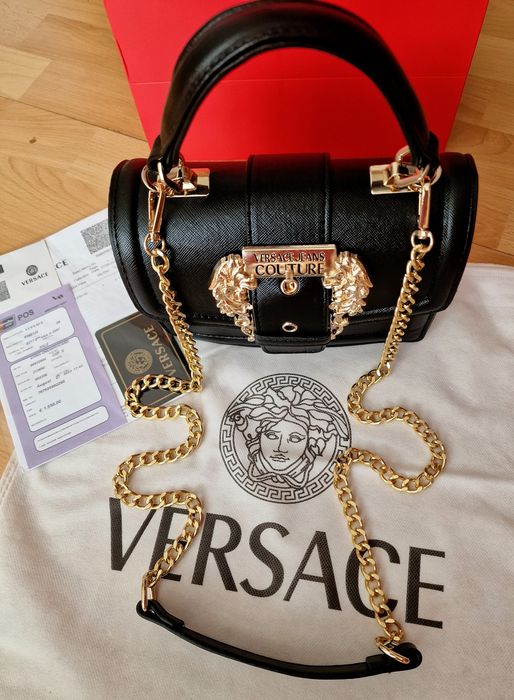 Geanta Versace, super model import Italia, logo metalic, curea detasabila, saculet, etichetă