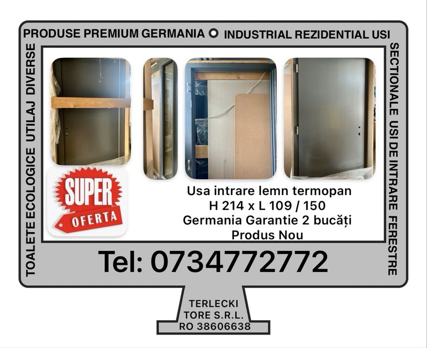 Usa intrare casa lemn termopan design 2 buc H 214 x L 109, 150  Germania