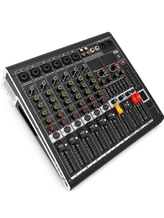 Mixer audio 2 X 450W 6 canale ZT6B cu amplificator Stereo 16 Efecte DSP Bluetooth USB
