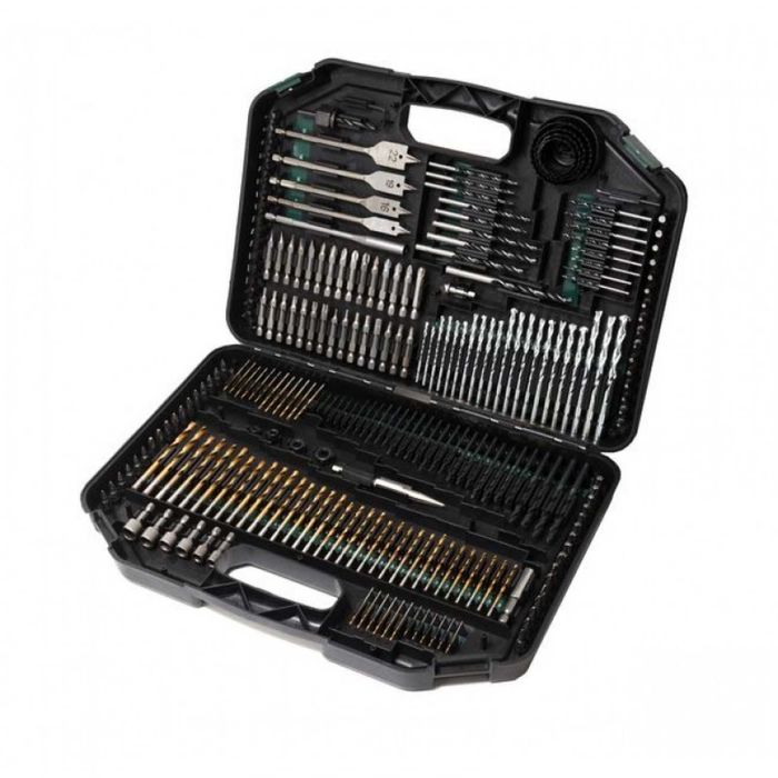 НЕМСКИ Накрайници RockFORCE 246 Части Свредла И Битове + ЛЕД ФЕНЕР