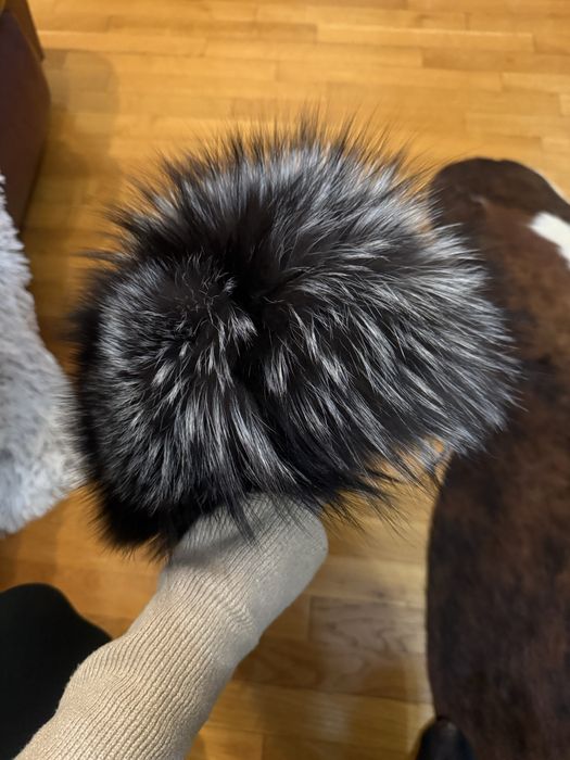 Caciula blana vulpe 100%naturala