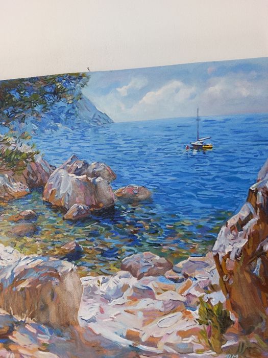 Grecia - un golf in paradis, pictura de vis in ulei pe panza, semnata