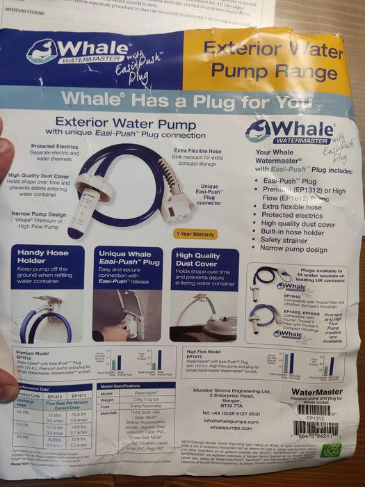 Pompă apă rulotă Whale Watermaster