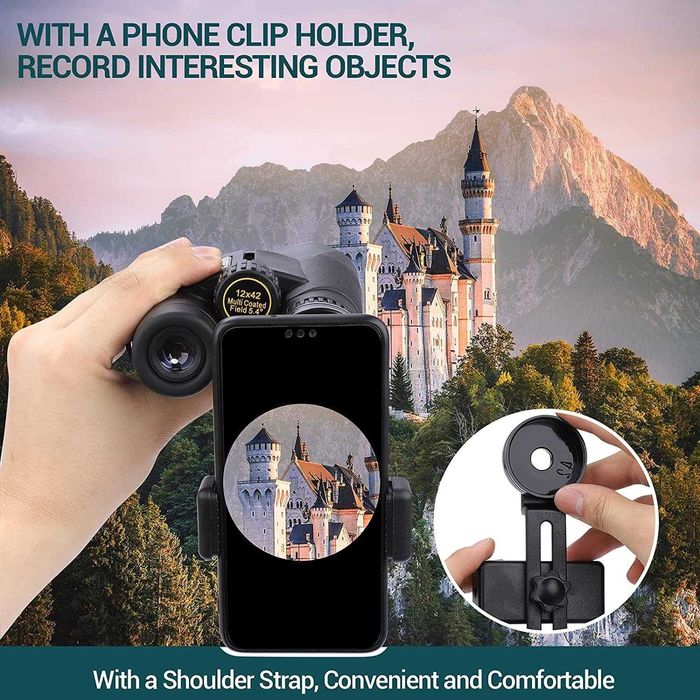 Binoclu QUNSE 12x42 cu adaptor pentru telefon,sigilat