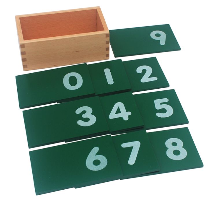 Зелени пясъчни числа Монтесори в кутия + бар
