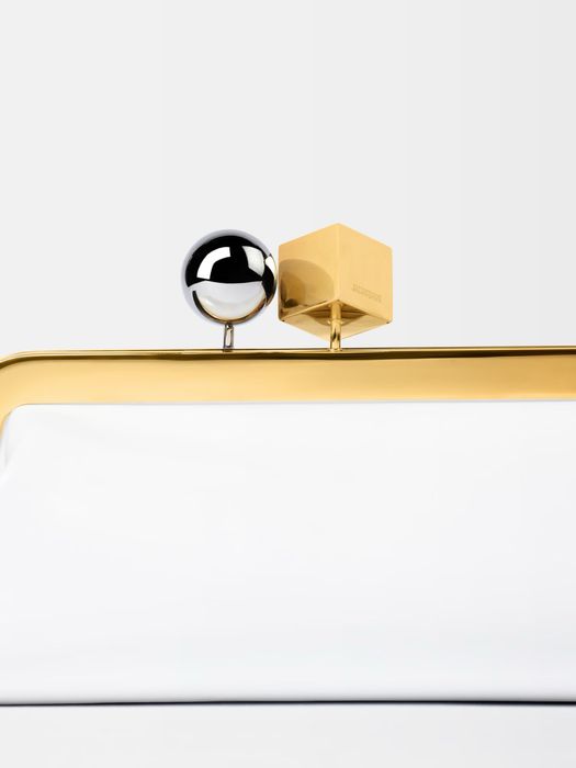 Нова бяла чанта клъч Jacquemus естествена кожа