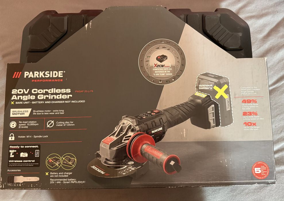 Parkside performance акумулаторен ъглошлайф Ф6 нов х20в