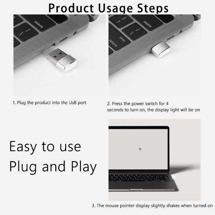 Гейминг PC Linux Mac Air Drive Mouse Jiggler Moji Симулатор Фалшива Мишка Скрити Компютърни Движения 3 Работни Режима Генерира Почти Невидими Мърдания