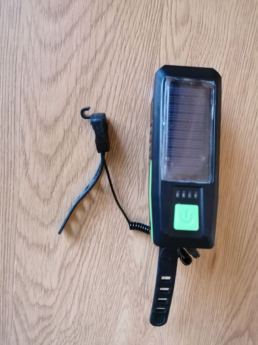 Far bicicletă cu led, cu încărcare USB și solară, sonerie, produs nou.