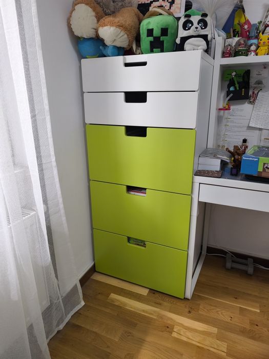 Set mobilier complet copii dulap dormitor Stuva Ikea alb verde