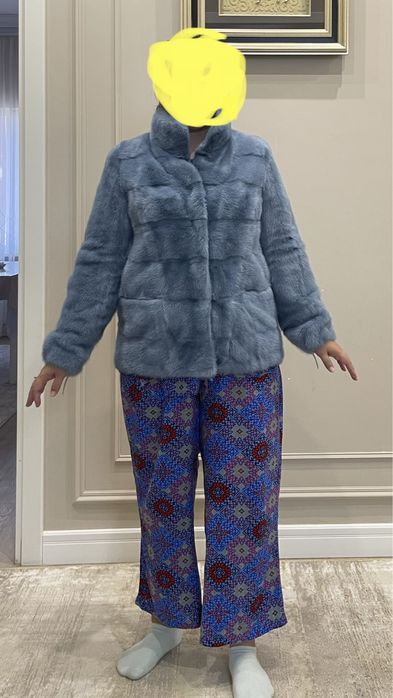 Норковая шуба голубая