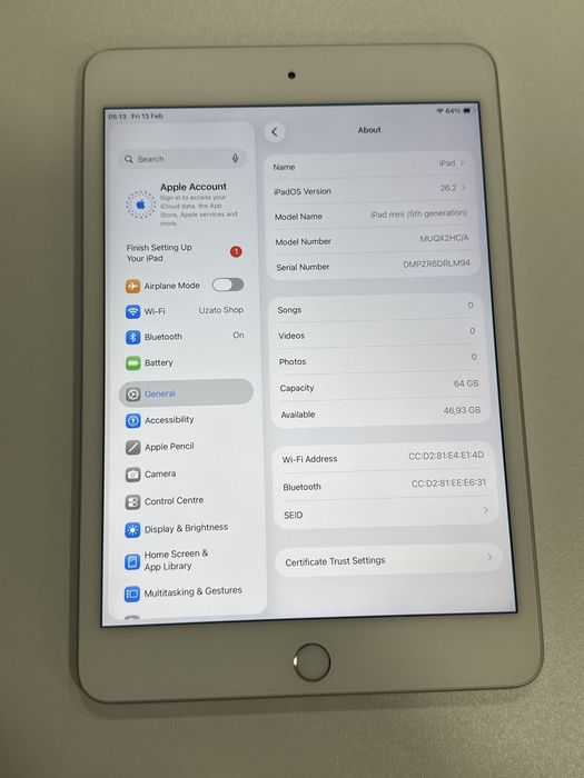 Apple iPad mini 5 7.9” (2019) 5th Gen WiFi 64 GB ID-XXL8154