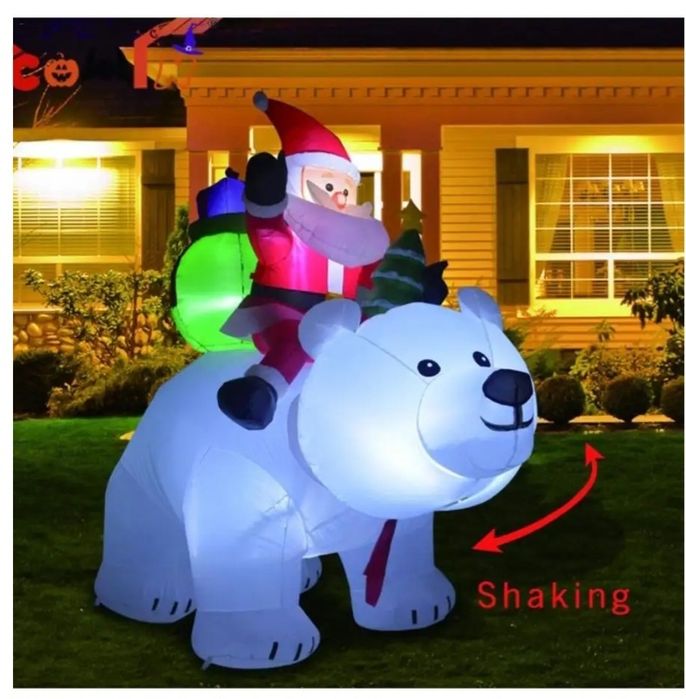 Надувной Санта и Медведь, головой двигает,внутри есть свет.