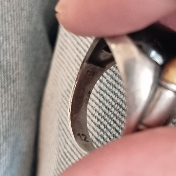 Inel argint 925 cu onyx natural, 11.64 g, marime 12