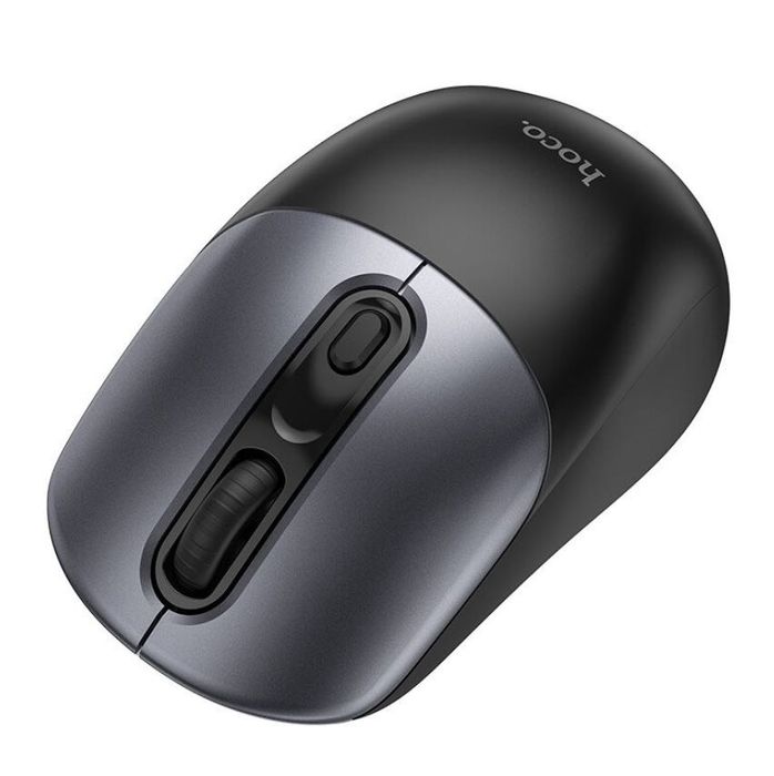 Mouse Wireless Hoco GM28, 2.4G, Negru/Gri-Metalic