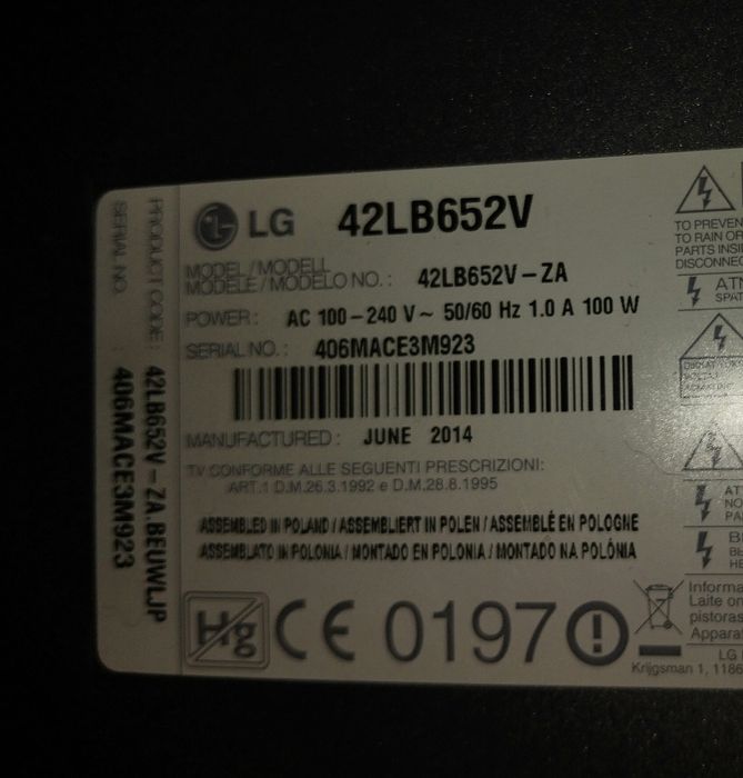 LG 42LB652V-ZA , pentru piese