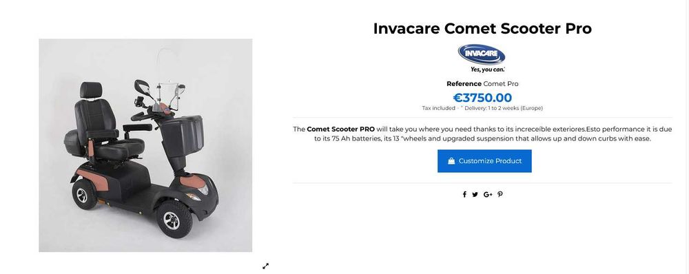 Vând carucior / scuter electric INVACARE COMET PRO