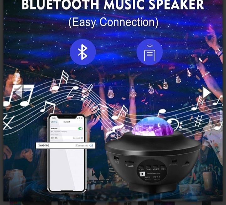 Въртящ блутут проектор с колонка