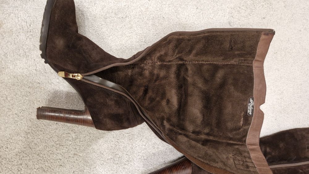 Cizme din piele intoarsa maro