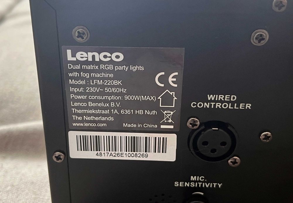 Aparat de fum profesional Lenco LFM-220BK 900W efecte RGB telecomandă