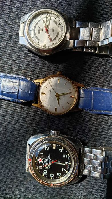 lot 3 ceasuri mecanice si automatice Dugena Seiko si Wostok comander