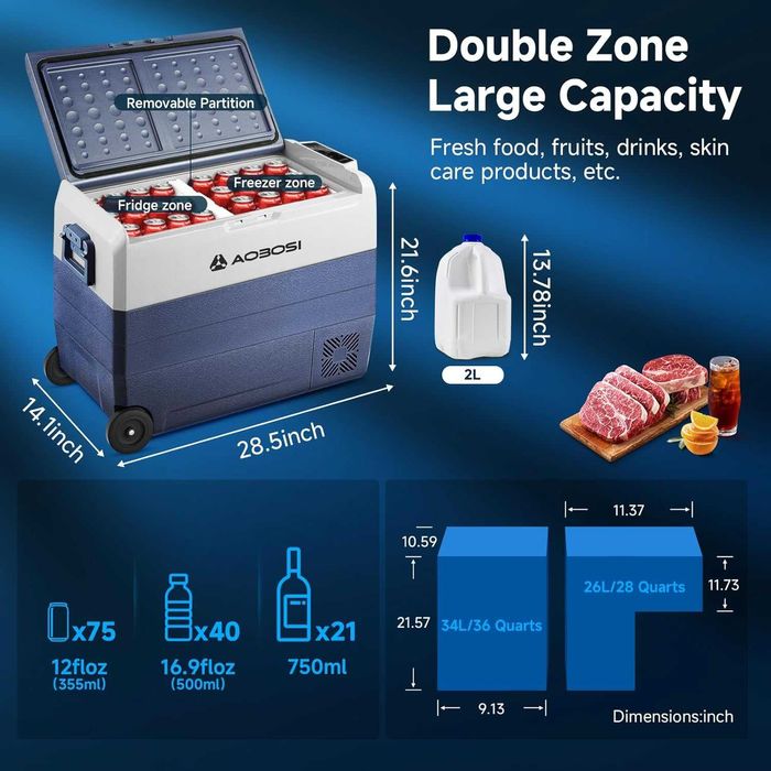 AAOBOSI 60L компресорен авто хладилник/фризер с APP контрол