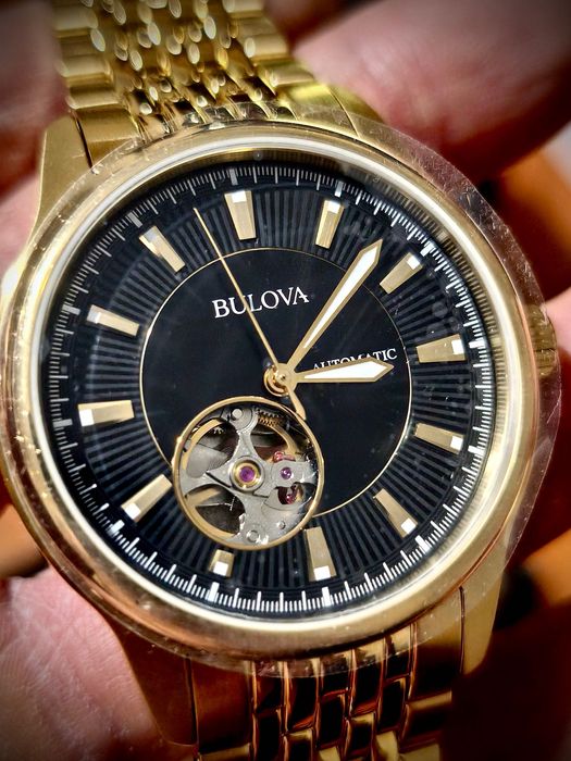 Bulova Gold Plated Bracelet Watch - Open heart