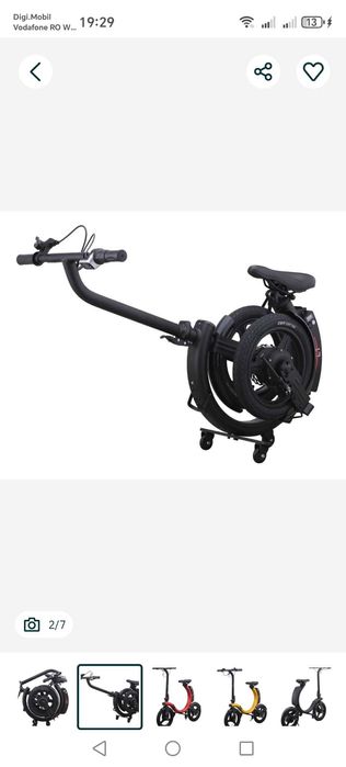 Bicicleta pliabila electrica iVELO E1 Black & Black 14 inch