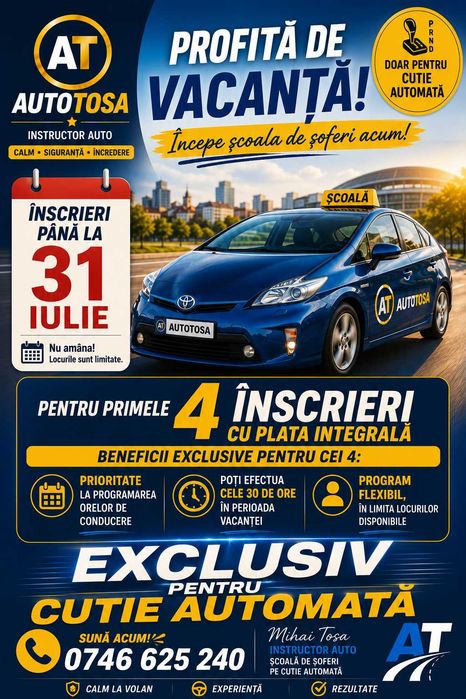 Școală de șoferi pe Automată & Manuală – Instructor autorizat (Cluj)