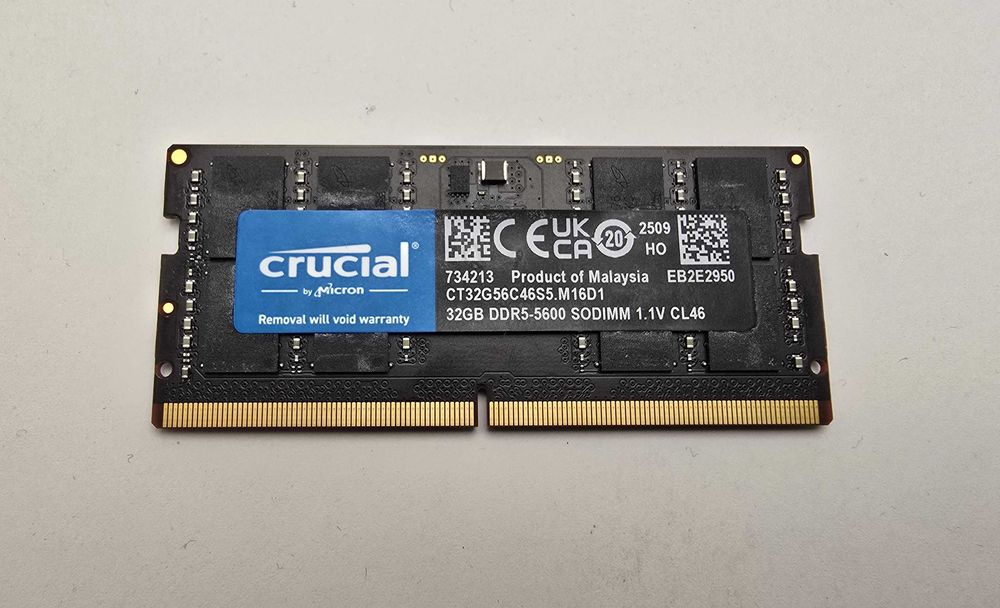 Памет 32GB DDR5 5600MT/s, SO-DIMM, Crucial CT32G56C46S5