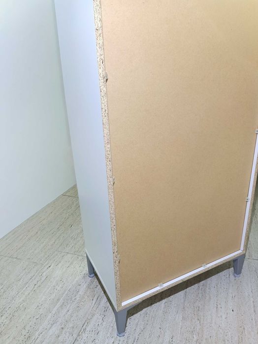 Скрин, Шкаф за антре заоблен бял гланц MDF 58 x 35 x 104,5-110 см