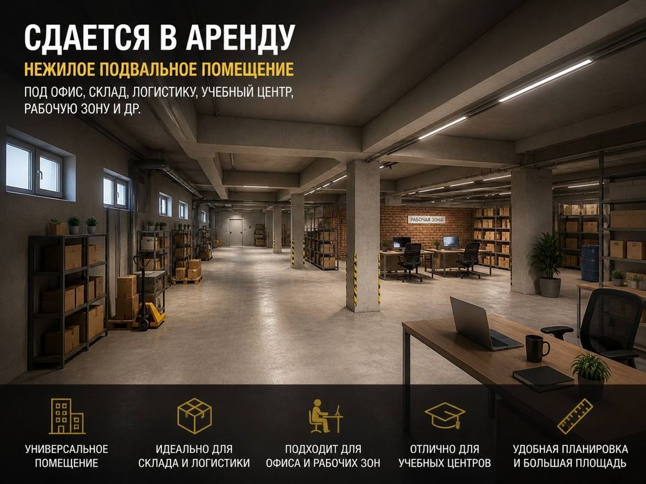 Сдается в аренду нежилое помещение (цокольный подвал)!
