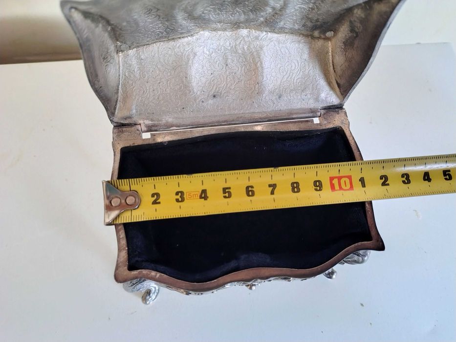 Страхотна Рядка Стара Посребрена Френска Кутия За Бижута