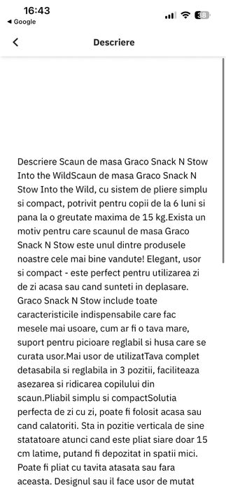 Scaun diversificare Graco