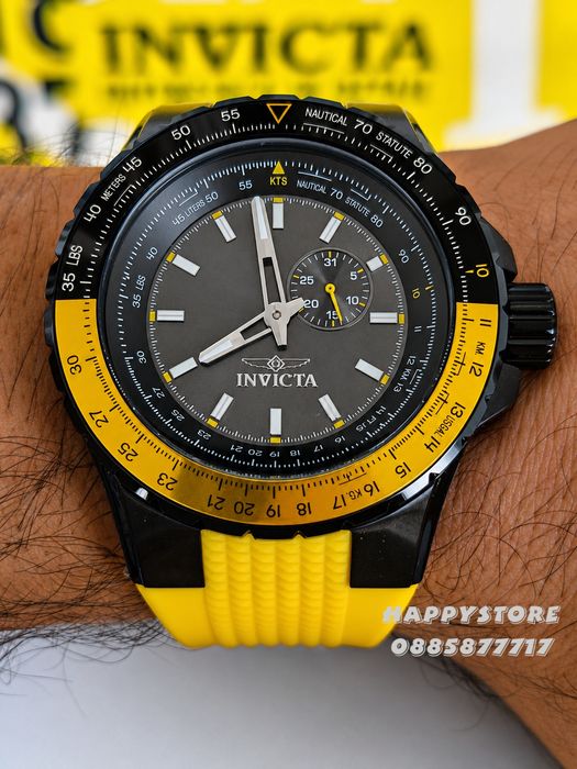INVICTA Aviator Yellow/Black 50 mm, Инвикта нов мъжки часовник