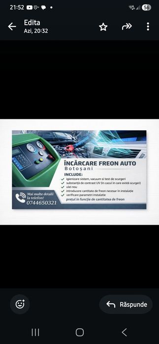 Încărcare +verificare instalații climatizare și aer condiționat auto