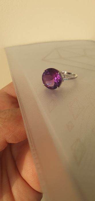 Inel aur alb 14k cu ametist natural