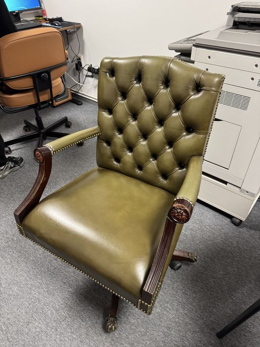 Scaun birou chesterfield piele verde