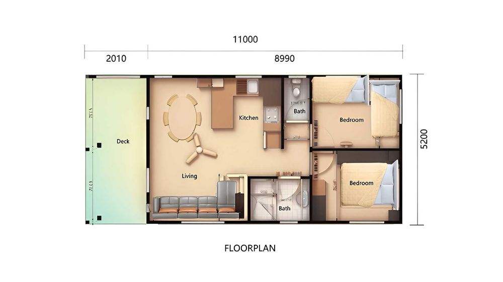 НА ИЗПЛАЩАНЕ - Модерна сглобяема къща с 2 спални и 2 бани, 57 кв.м