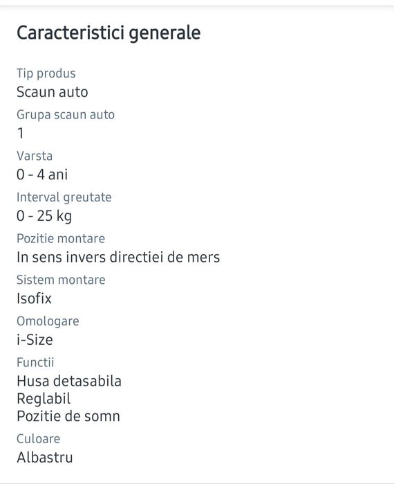 Scaun auto bebe/copii
