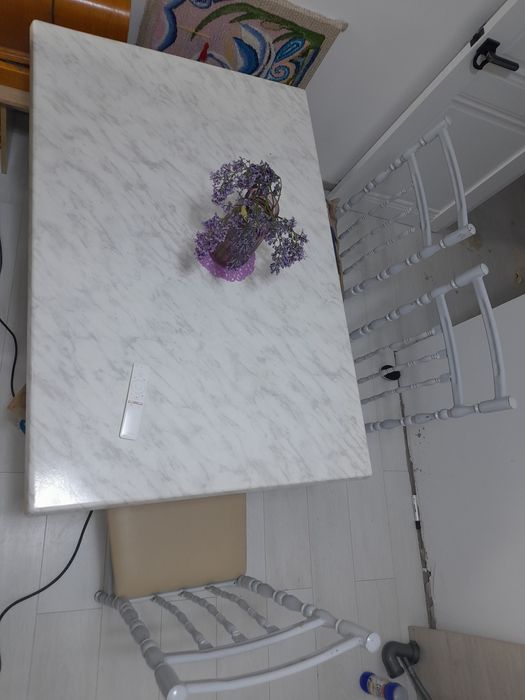 Стол 4 стула белый мрамор