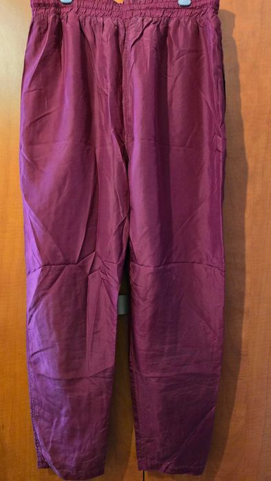 Pantaloni lungi dama, 100% matase, captusiti, grena, masura S