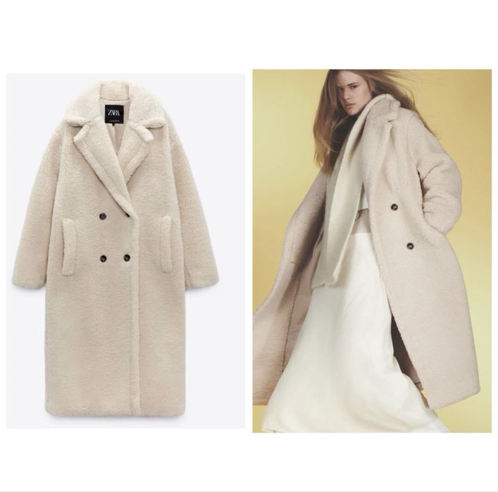 Шуба Zara новая женская белая бежевая кремовая куртка экрю зара