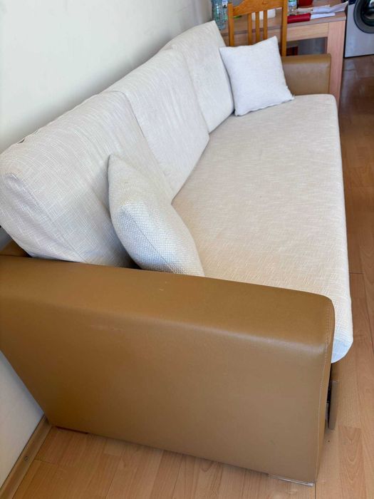 Холова гарнитура-Диван троен разтегателен, фотъойл на колела