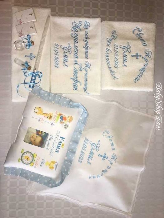 Хавлии за кръщене с бродерия кърпа Комплект за кръщене бродирани кърпи