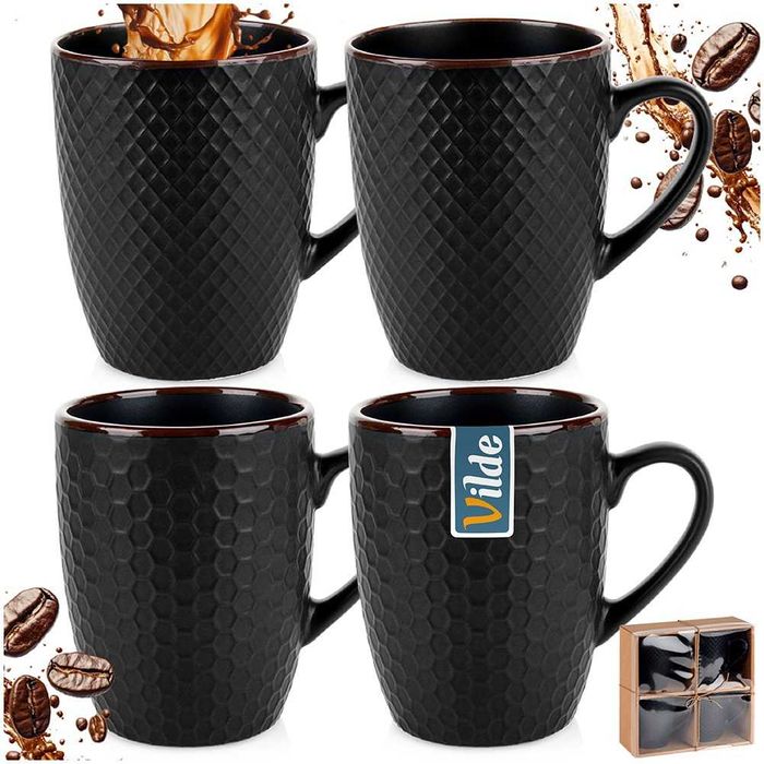 Комплект от 4 чаши с капацитет 400 мл, черни